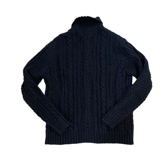 The Normal Brand Cable Cardigan Sweater‎ Mens Size M Navy Aran Chunky Fisherman - Picture 3 of 13